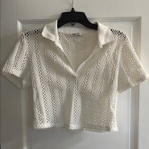 Zara White Mesh Shirt